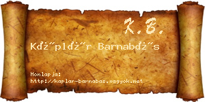 Káplár Barnabás névjegykártya